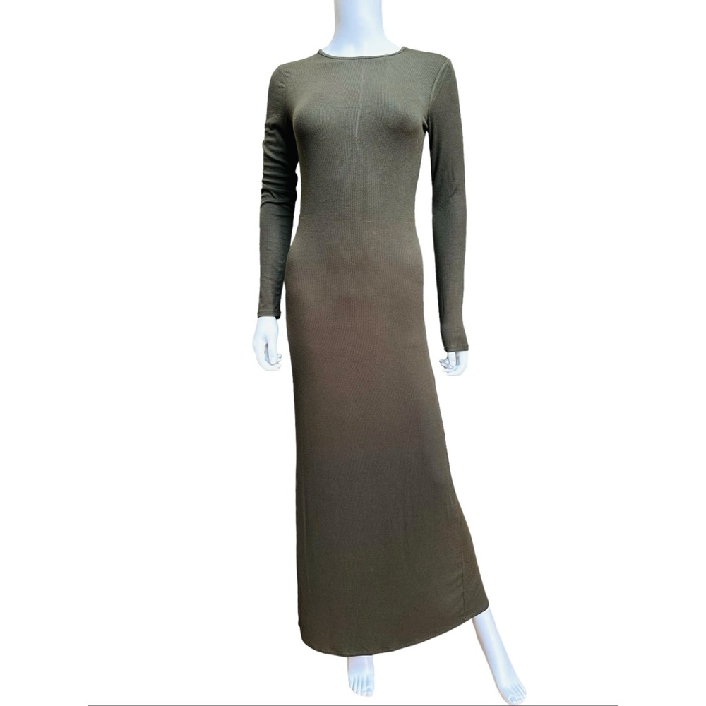 Forever 21 Moss Green Stretch Knit Maxi Dress, M